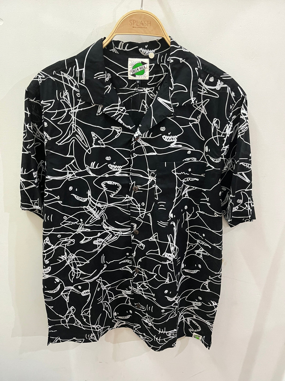 Green Rock Shark Lines Pearl Shirt - Black Splash Swimwear Mens Shirt