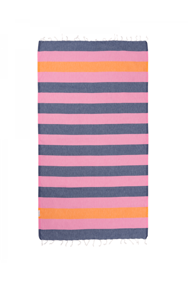 Hammamas Beach Towels Watermelon/Navy/Orange Clash Turkish Towel