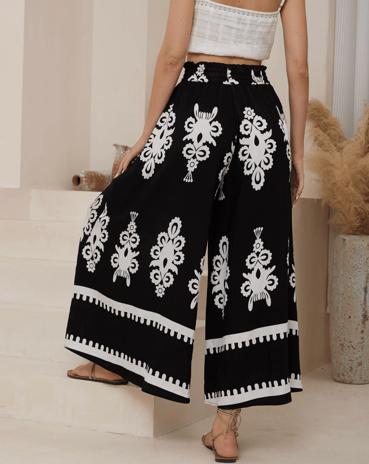 Iris Maxi Elizabeth Wide Leg Pants - Black Elizabeth Wide Leg Pants - Black Splash Swimwear Womens Clothing