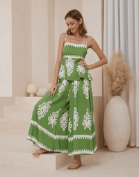 Iris Maxi Elizabeth Wide Leg Pants - Green Elizabeth Wide Leg Pants - Green Splash Swimwear