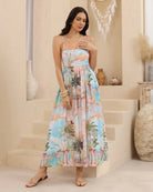 Iris Maxi Iris Maxi Azure Haven Maxi Dress Iris Maxi Golden Palm Maxi Dress - Navy Splash Swimwear Dresses