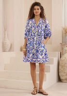 Iris Maxi Iris Maxi Babydoll Dress - Blue Print Iris Maxi Babydoll Dress - Blue Print Splash Swimwear Dresses