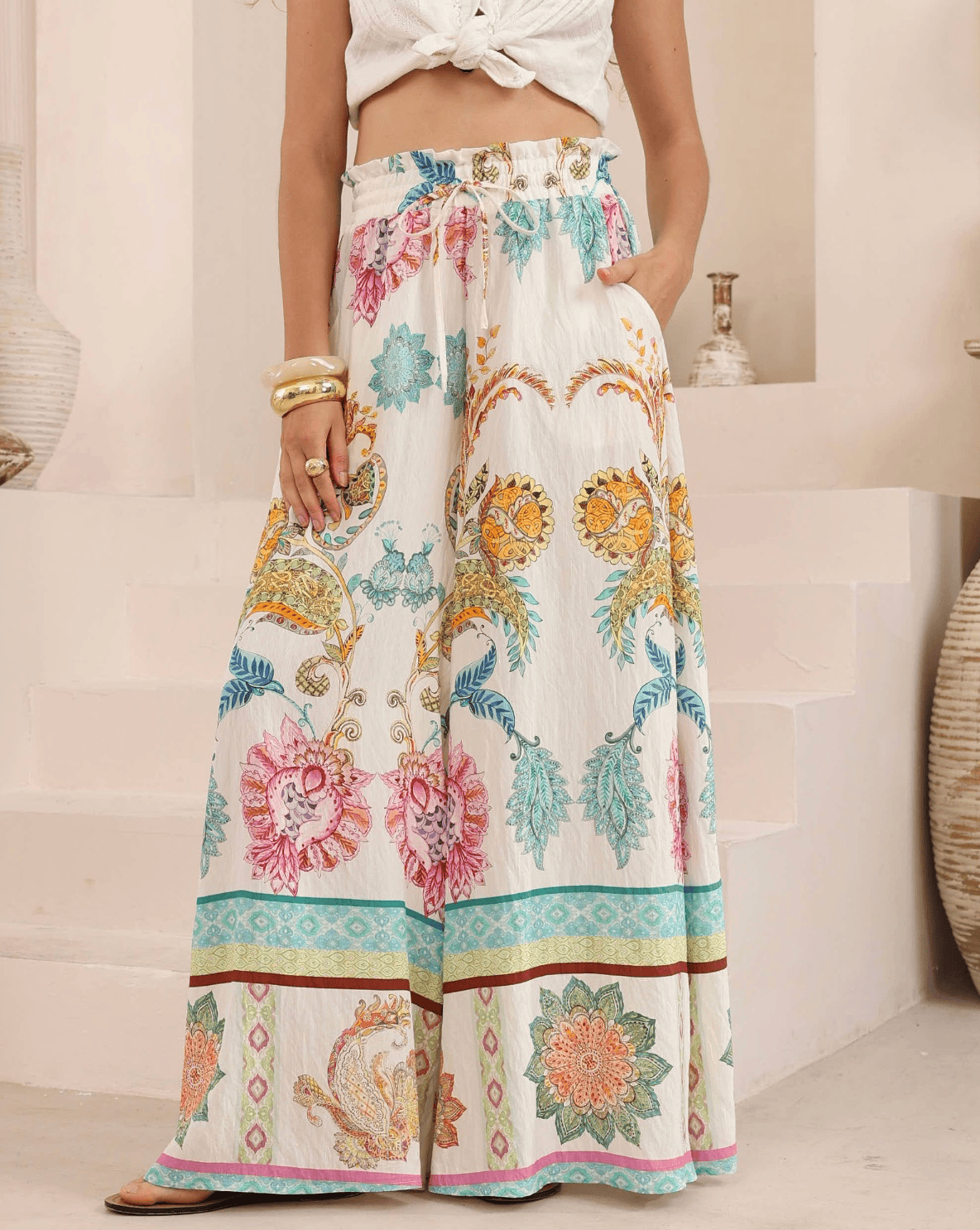 Iris Maxi Iris Maxi Bohemian Paisley Wide Leg Pant Iris Maxi Bohemian Paisley Wide Leg Pant Splash Swimwear Womens Pants