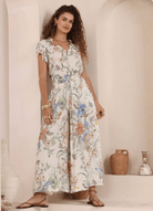 Iris Maxi Iris Maxi Botanical Meadow Top Iris Maxi Wide Leg Pant - Beige/Black Splash Swimwear Tops