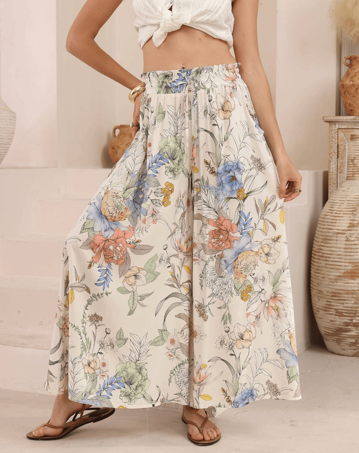Iris Maxi Iris Maxi Botanical Meadow Wide Leg Pant Iris Maxi Botanical Meadow Wide Leg Pant Splash Swimwear Womens Pants