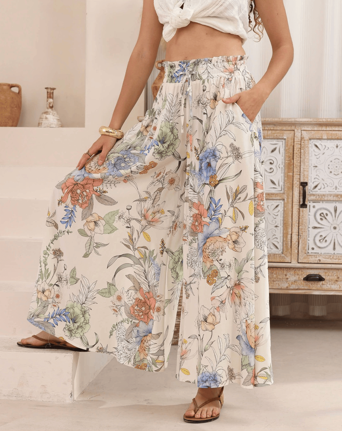 Iris Maxi Iris Maxi Botanical Meadow Wide Leg Pant Iris Maxi Botanical Meadow Wide Leg Pant Splash Swimwear Womens Pants