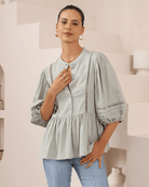 Iris Maxi Iris Maxi Button Front Top w/Frill - Khaki Iris Maxi Wide Leg Pant - Beige/Black Splash Swimwear Tops