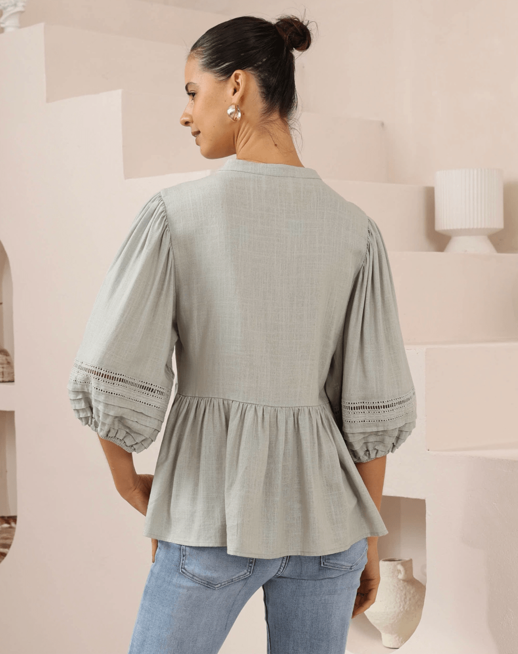 Iris Maxi Iris Maxi Button Front Top w/Frill - Khaki Iris Maxi Wide Leg Pant - Beige/Black Splash Swimwear Tops