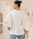 Iris Maxi Iris Maxi Button Front Top w/Frill - White Iris Maxi Wide Leg Pant - Beige/Black Splash Swimwear Tops