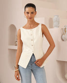 Iris Maxi Iris Maxi Button Front Vest - Beige Iris Maxi Into The Night Long Sleeve Top - Black/Beige Splash Swimwear Tops