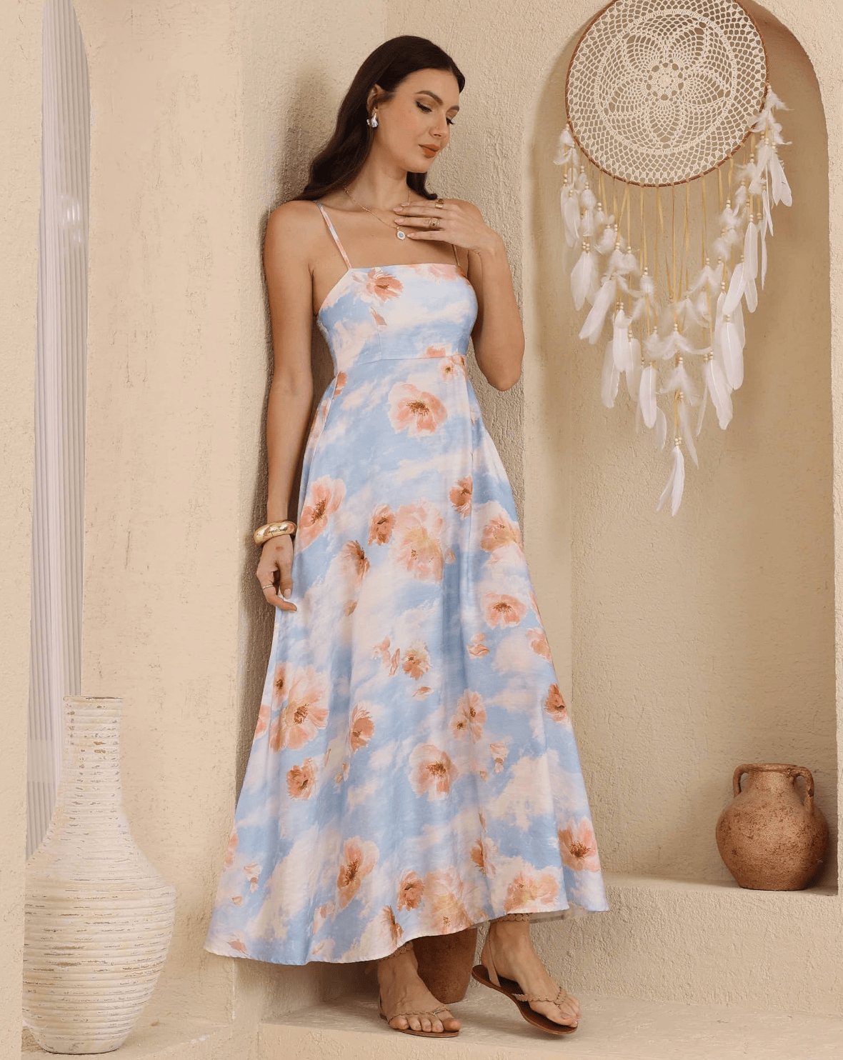 Iris Maxi Iris Maxi Capri Floral Maxi Dress - Sky Iris Maxi Capri Floral Maxi Dress - Sky Splash Swimwear Dresses