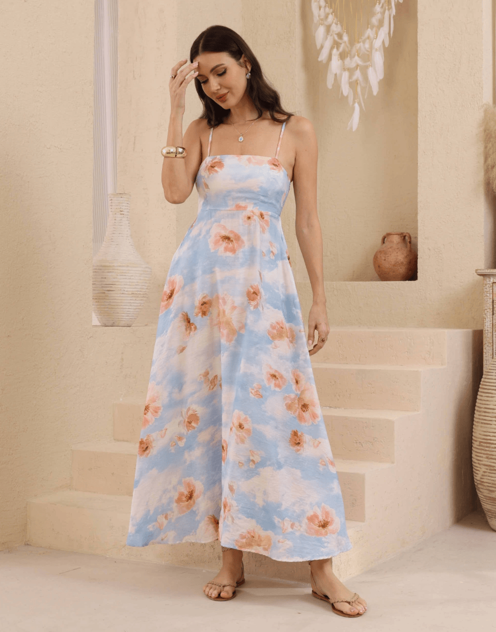Iris Maxi Iris Maxi Capri Floral Maxi Dress - Sky Iris Maxi Capri Floral Maxi Dress - Sky Splash Swimwear Dresses