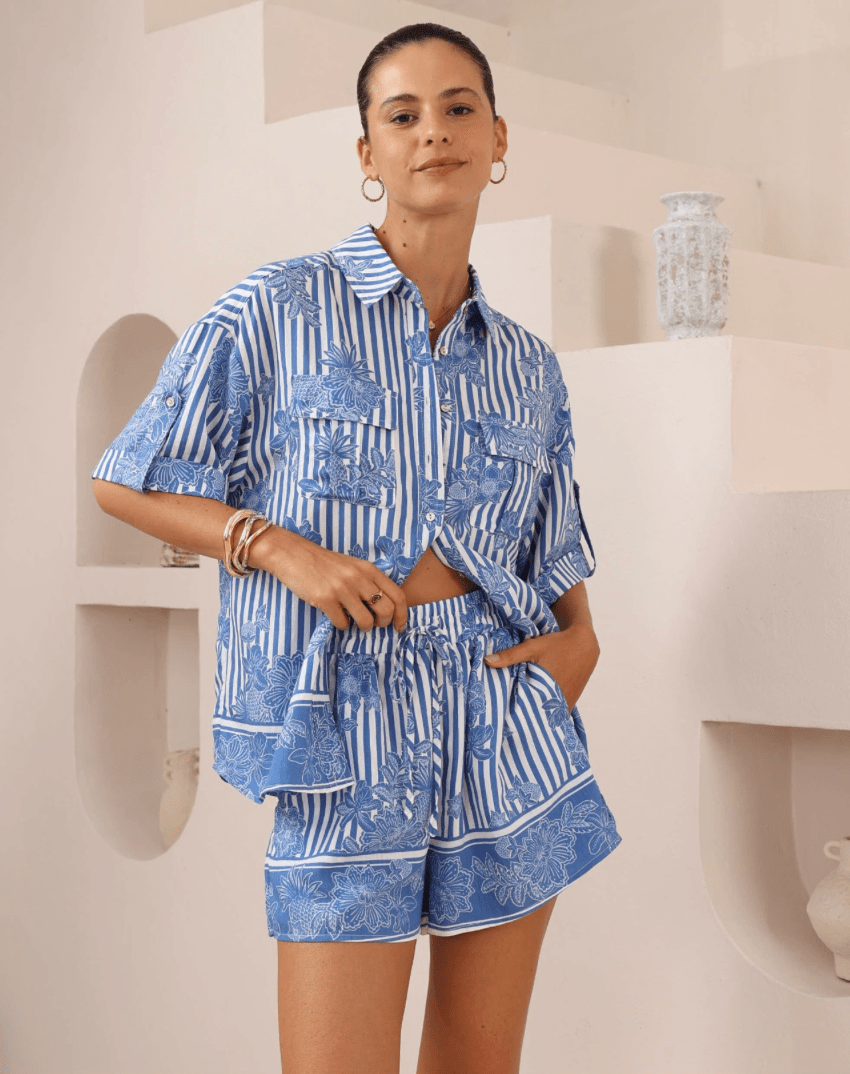 Iris Maxi Iris Maxi Coastal Garden Stripe Shorts Iris Maxi Coastal Garden Stripe Shorts Splash Swimwear