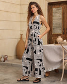 Iris Maxi Iris Maxi Geo Arc Jumpsuit - Black/White Iris Maxi Geo Arc Jumpsuit - Black/White Splash Swimwear Dresses