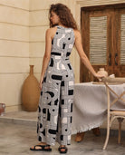 Iris Maxi Iris Maxi Geo Arc Jumpsuit - Black/White Iris Maxi Geo Arc Jumpsuit - Black/White Splash Swimwear Dresses