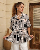 Iris Maxi Iris Maxi Geo Arc Top - Black/White Iris Maxi Wide Leg Pant - Beige/Black Splash Swimwear Tops