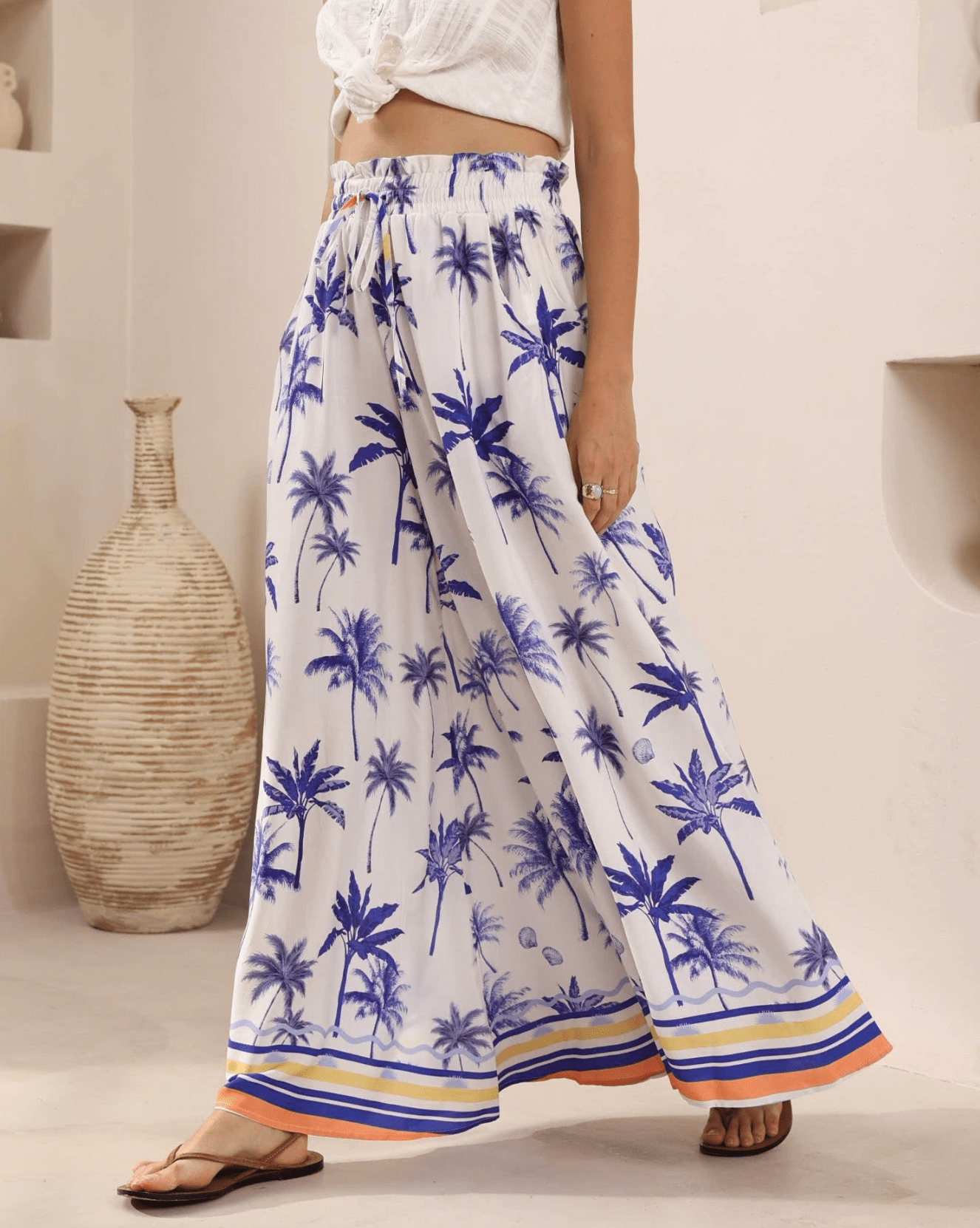 Iris Maxi Iris Maxi Island Palms Pants - Blue/White Iris Maxi Island Palms Pants - Blue/White Splash Swimwear