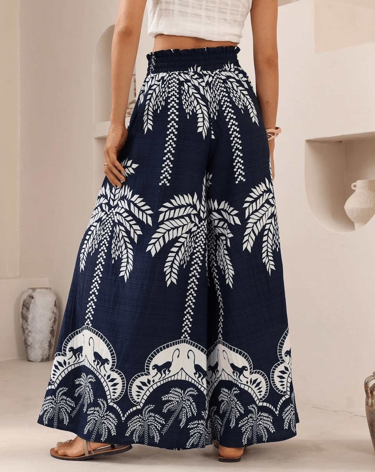 Iris Maxi Iris Maxi Jungle Light Wide Leg Pants - Navy Iris Maxi Jungle Light Wide Leg Pants - Navy Splash Swimwear Pants