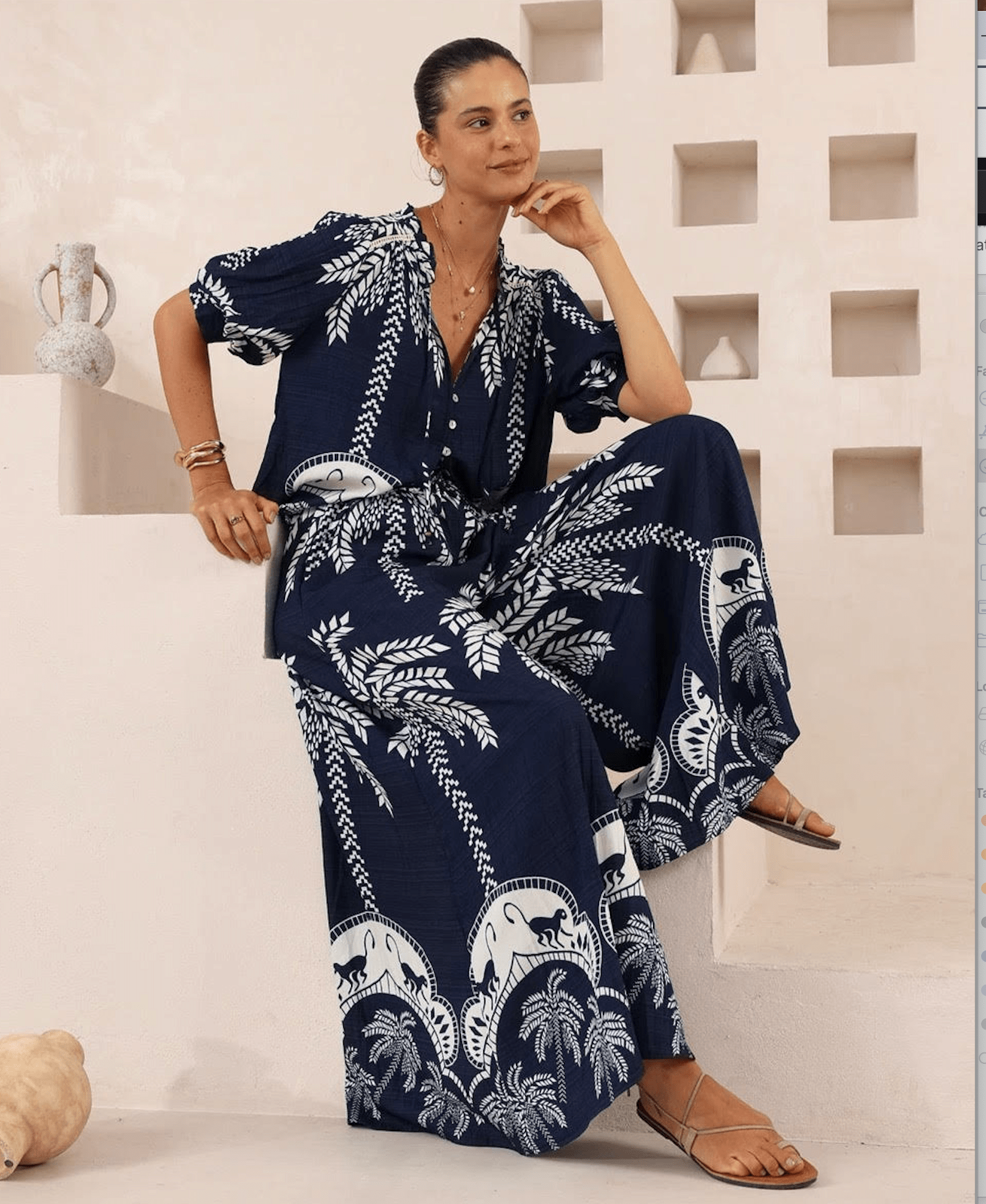Iris Maxi Iris Maxi Jungle Light Wide Leg Pants - Navy Iris Maxi Jungle Light Wide Leg Pants - Navy Splash Swimwear Pants
