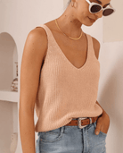 Iris Maxi Iris Maxi Knit Cami Top Iris Maxi Wide Leg Pant - Beige/Black Splash Swimwear Tops