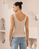 Iris Maxi Iris Maxi Knit Cami Top Iris Maxi Wide Leg Pant - Beige/Black Splash Swimwear Tops