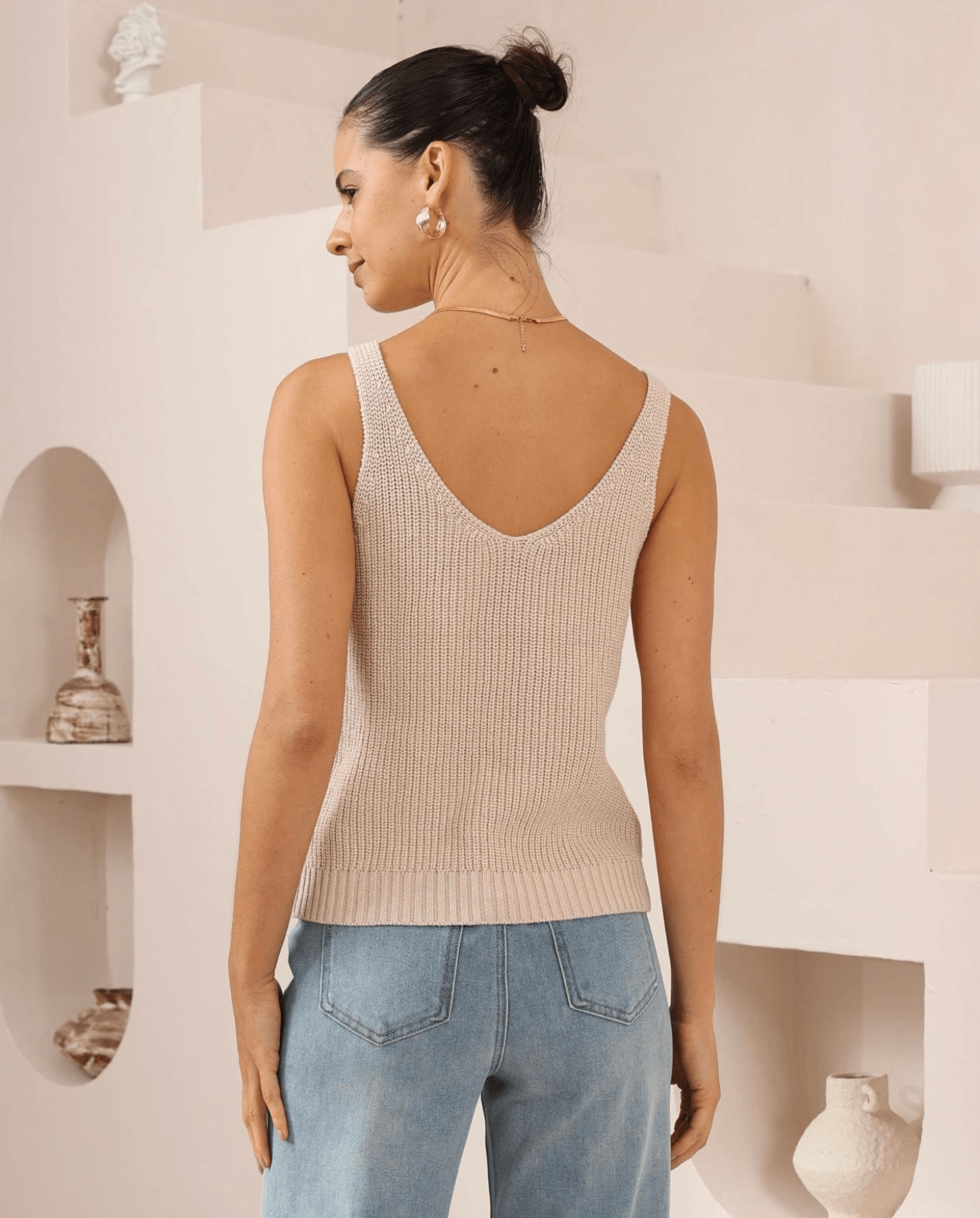 Iris Maxi Iris Maxi Knit Cami Top Iris Maxi Wide Leg Pant - Beige/Black Splash Swimwear Tops