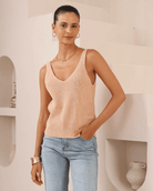 Iris Maxi Iris Maxi Knit Cami Top 2052813-3 Iris Maxi Wide Leg Pant - Beige/Black Splash Swimwear Tops Apricot / AU8/US4 1000026514