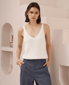 Iris Maxi Iris Maxi Knit Cami Top 2052813-3 Iris Maxi Wide Leg Pant - Beige/Black Splash Swimwear Tops White / AU8/US4 1000026512