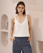 Iris Maxi Iris Maxi Knit Cami Top 2052813-3 Iris Maxi Wide Leg Pant - Beige/Black Splash Swimwear Tops White / AU8/US4 1000026512