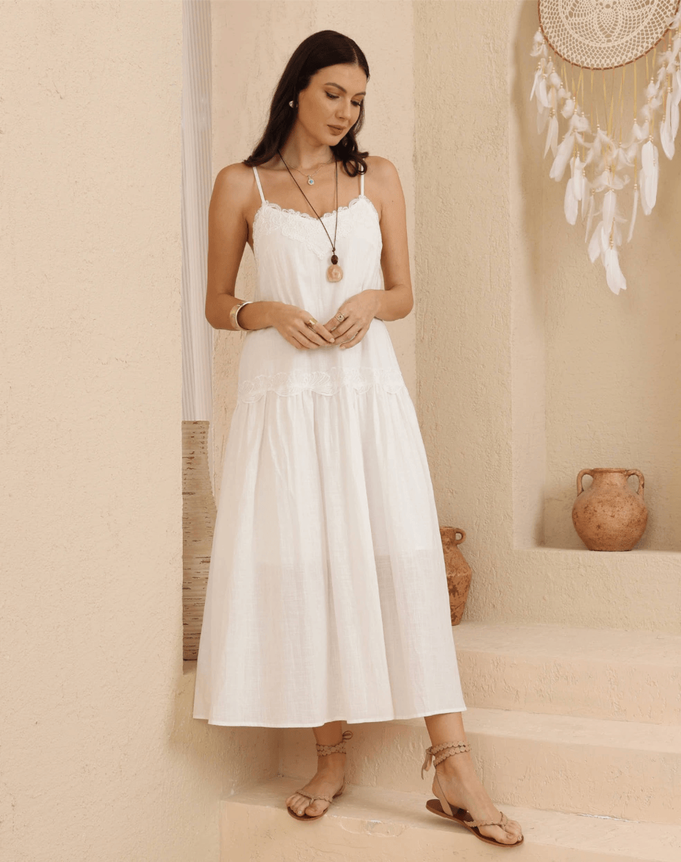 Iris Maxi Iris Maxi Lace Cotton Maxi Dress - White Iris Maxi Lace Cotton Maxi Dress - White Splash Swimwear Dresses