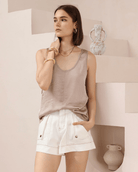 Iris Maxi Iris Maxi Lounge Cami Iris Maxi Wide Leg Pant - Beige/Black Splash Swimwear Tops