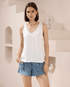 Iris Maxi Iris Maxi Lounge Cami Iris Maxi Wide Leg Pant - Beige/Black Splash Swimwear Tops