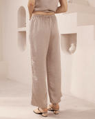 Iris Maxi Iris Maxi Lounge Pant Iris Maxi Wide Leg Pant - Beige/Black Splash Swimwear Pants