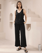 Iris Maxi Iris Maxi Lounge Pant Iris Maxi Wide Leg Pant - Beige/Black Splash Swimwear Pants