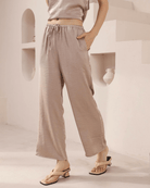 Iris Maxi Iris Maxi Lounge Pant 2032712-3 Iris Maxi Wide Leg Pant - Beige/Black Splash Swimwear Pants Beige / AU8/US4 1000026532