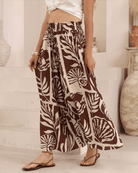Iris Maxi Iris Maxi Mocha Sea Shells Wide Leg Pant Iris Maxi Mocha Sea Shells Wide Leg Pant Splash Swimwear Womens Pants