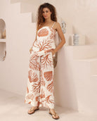 Iris Maxi Iris Maxi Ocean Strapless Top - Camel Print Iris Maxi Wide Leg Pant - Beige/Black Splash Swimwear Tops