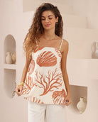 Iris Maxi Iris Maxi Ocean Strapless Top - Camel Print Iris Maxi Wide Leg Pant - Beige/Black Splash Swimwear Tops