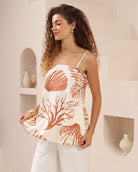 Iris Maxi Iris Maxi Ocean Strapless Top - Camel Print Iris Maxi Wide Leg Pant - Beige/Black Splash Swimwear Tops