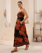 Iris Maxi Iris Maxi Ocean Summer Maxi Dress Iris Maxi Golden Palm Maxi Dress - Navy Splash Swimwear Dresses