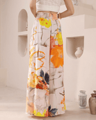 Iris Maxi Iris Maxi Orange Flower Pant Iris Maxi Wide Leg Pant - Beige/Black Splash Swimwear Pants