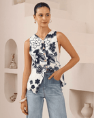 Iris Maxi Iris Maxi Petal Pop Vest - Navy Print Iris Maxi Petal Pop Vest - Navy Print Splash Swimwear Tops
