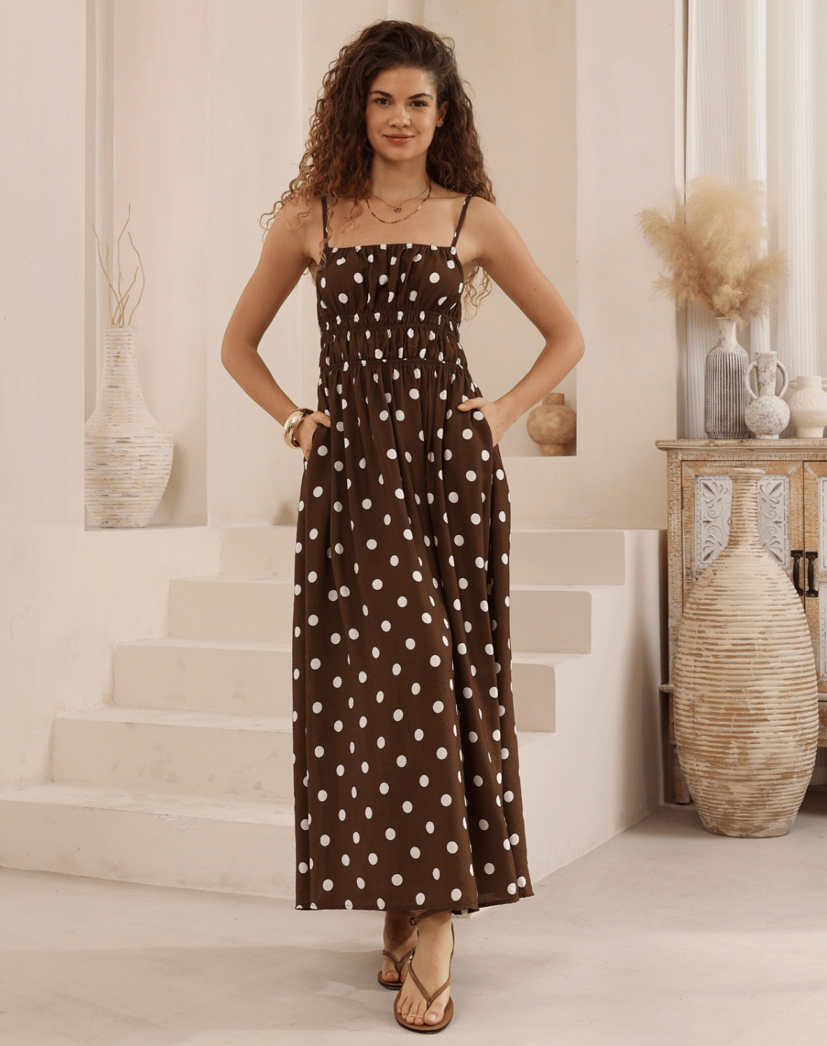 Iris Maxi Iris Maxi Polka Dot Maxi Dress - Brown Iris Maxi Polka Dot Maxi Dress - Brown Splash Swimwear