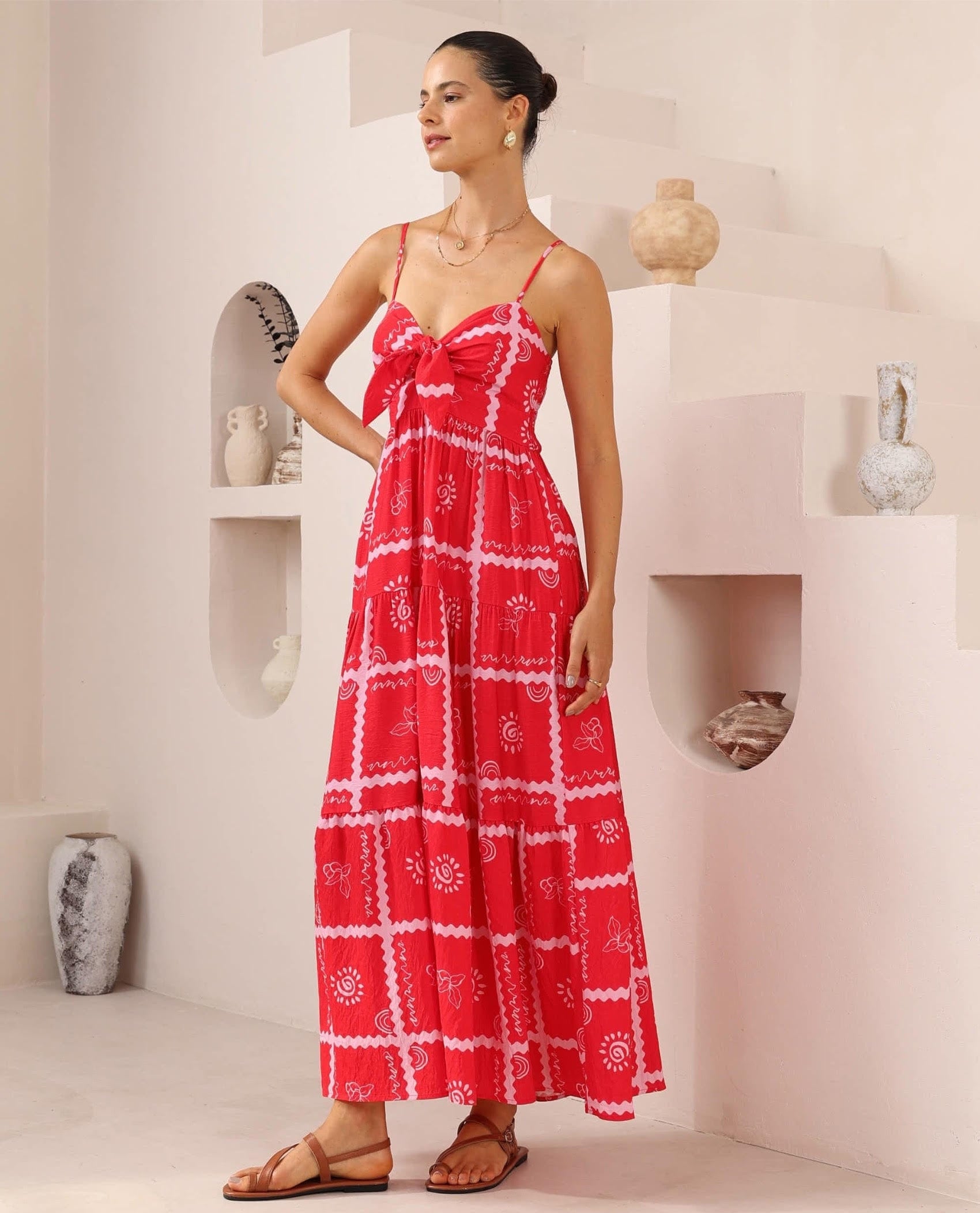 Iris Maxi Iris Maxi Red Tie Front Dress Iris Maxi Red Tie Front Dress Splash Swimwear