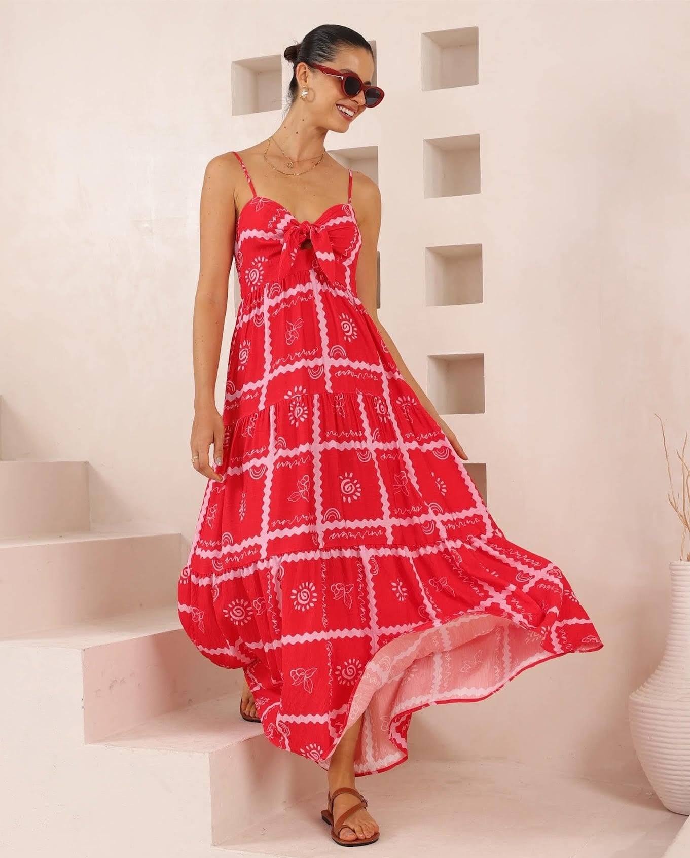 Iris Maxi Iris Maxi Red Tie Front Dress Iris Maxi Red Tie Front Dress Splash Swimwear