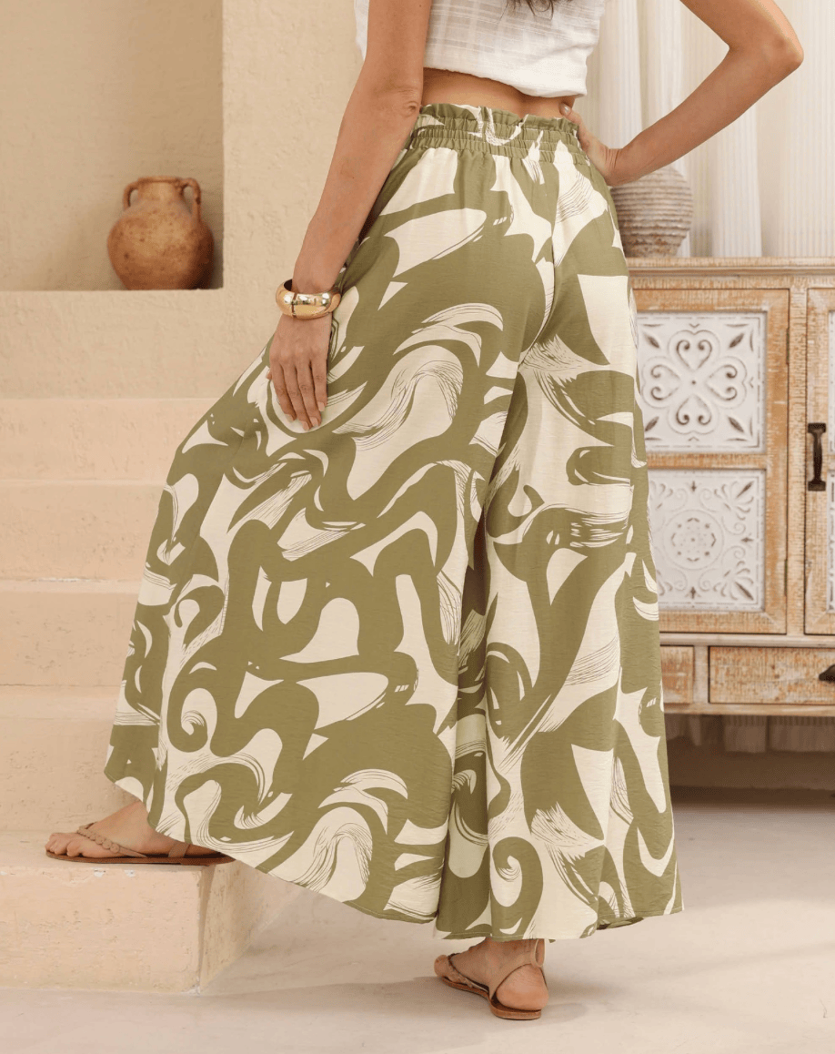 Iris Maxi Iris Maxi Sage Swirl Wide Leg Pants Iris Maxi Sage Swirl Wide Leg Pants Splash Swimwear Womens Pants