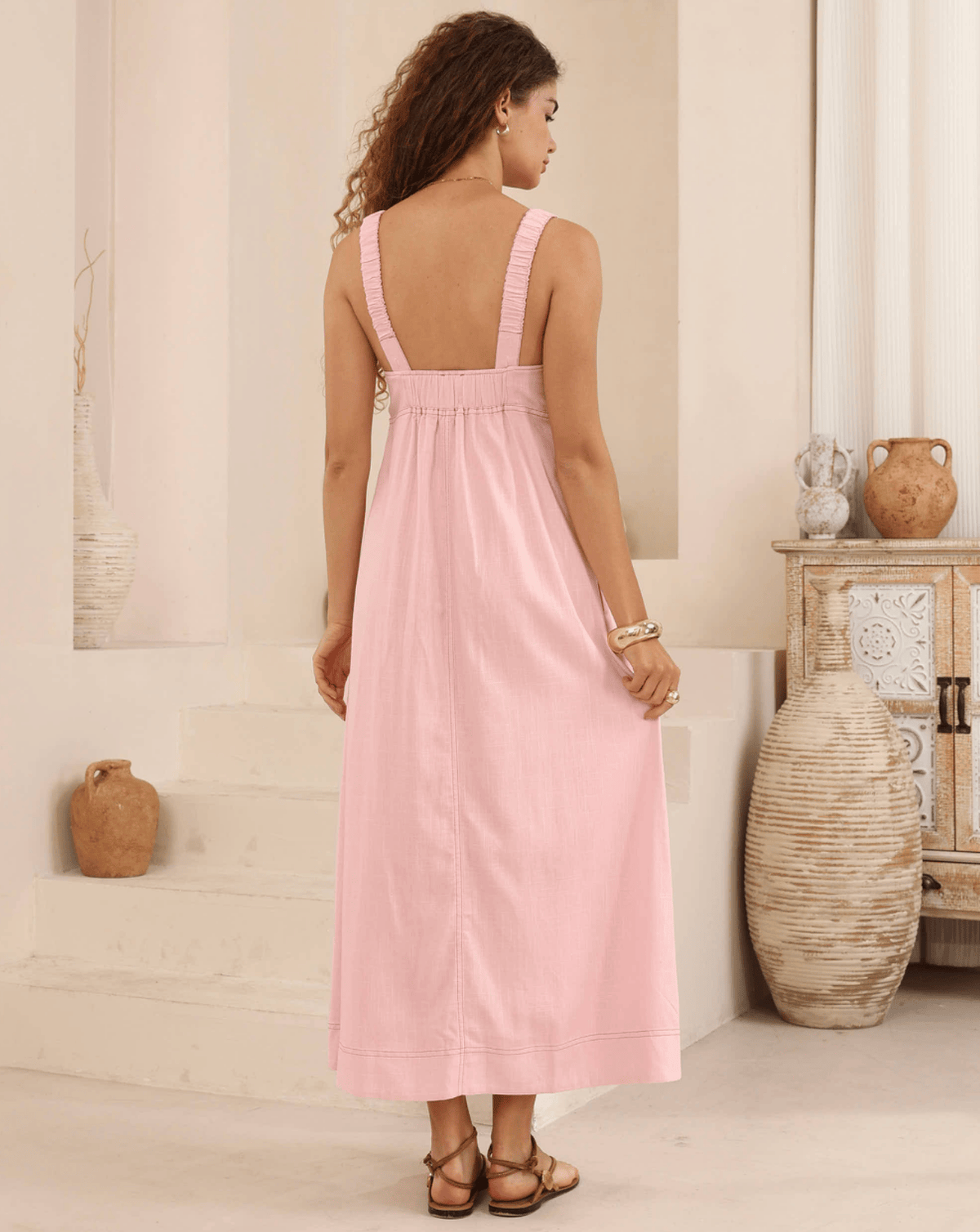 Iris Maxi Iris Maxi Shift Maxi Dress - Baby Pink Iris Maxi Coastal Earth Stripe Maxi Dress Splash Swimwear Dresses