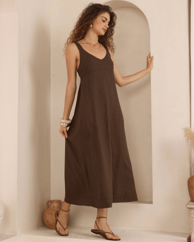 Iris Maxi Iris Maxi Shift Maxi Dress - Chocolate Iris Maxi Shift Maxi Dress - Chocolate Splash Swimwear Dresses