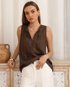 Iris Maxi Iris Maxi Sleeveless Shirt - Brown Iris Maxi Sleeveless Shirt - Brown Splash Swimwear Tops