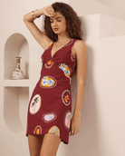 Iris Maxi Iris Maxi Sunset Souvenirs V-Neck Mini Dress - Wine Iris Maxi Sunset Souvenirs V-Neck Mini Dress - Wine Splash Swimwear Dresses